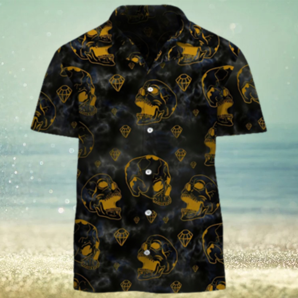 Golden Skull And Diamonds Hawaiian Shirt - Limotees