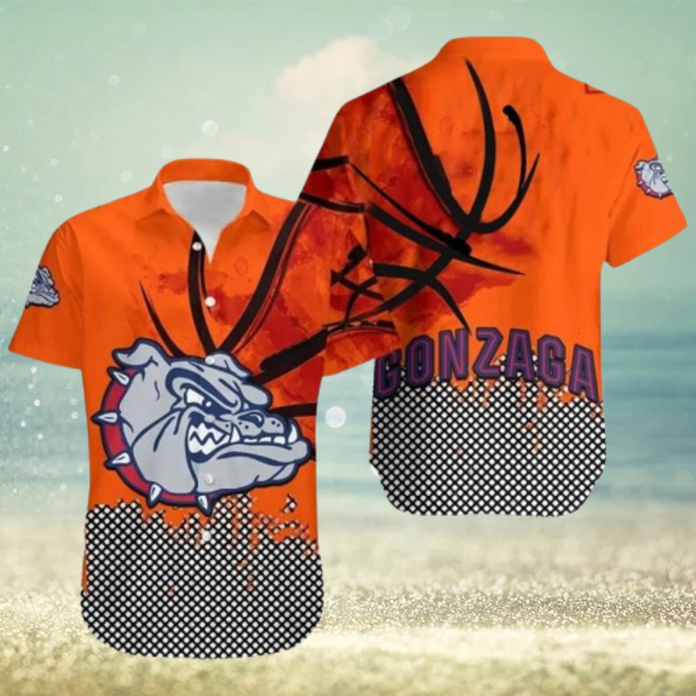 Gonzaga Bulldogs Men’s Basketball On Orange Background 3D Hawaiian Shirt For Men And Women - Limotees