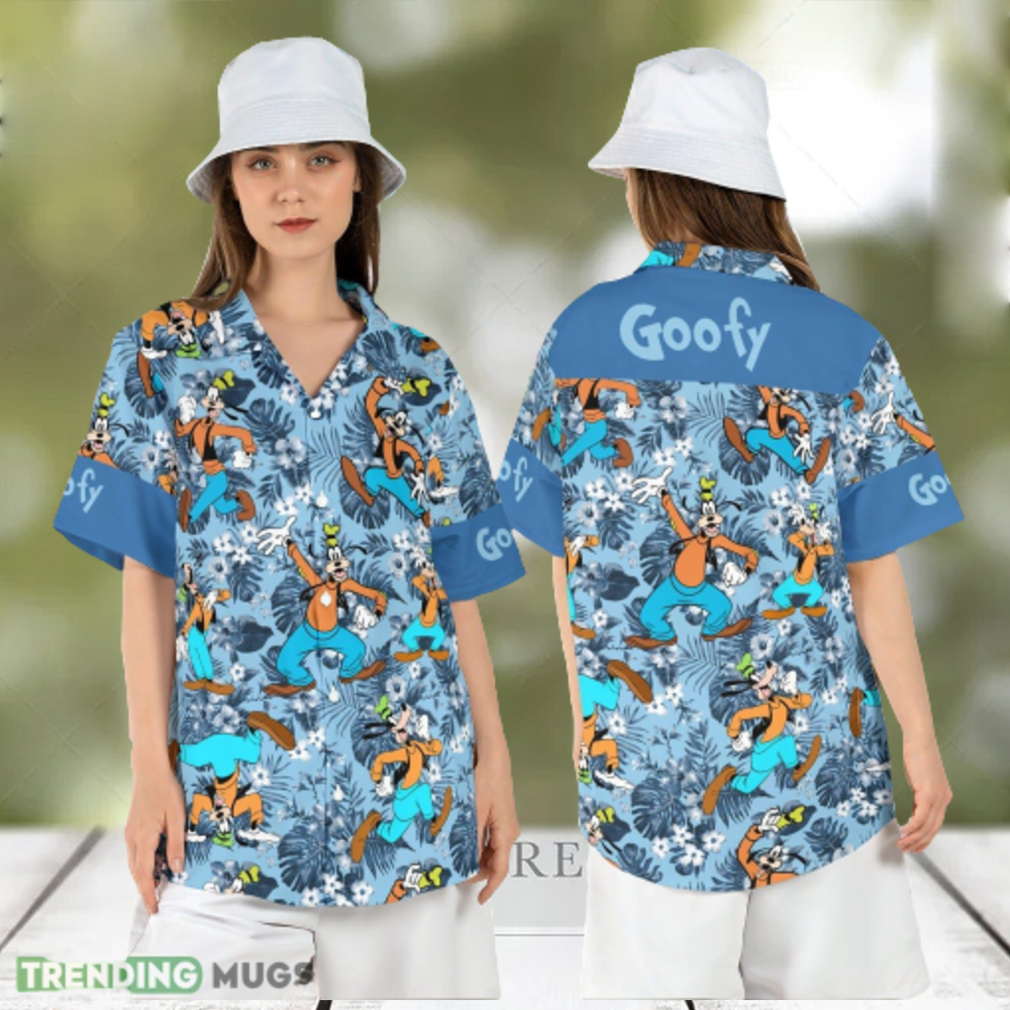 Goofy Tropical Leaves Hawaiian Shirt Disneyland Vacation Button Shirt Goofy Beach Aloha Shirt - Limotees