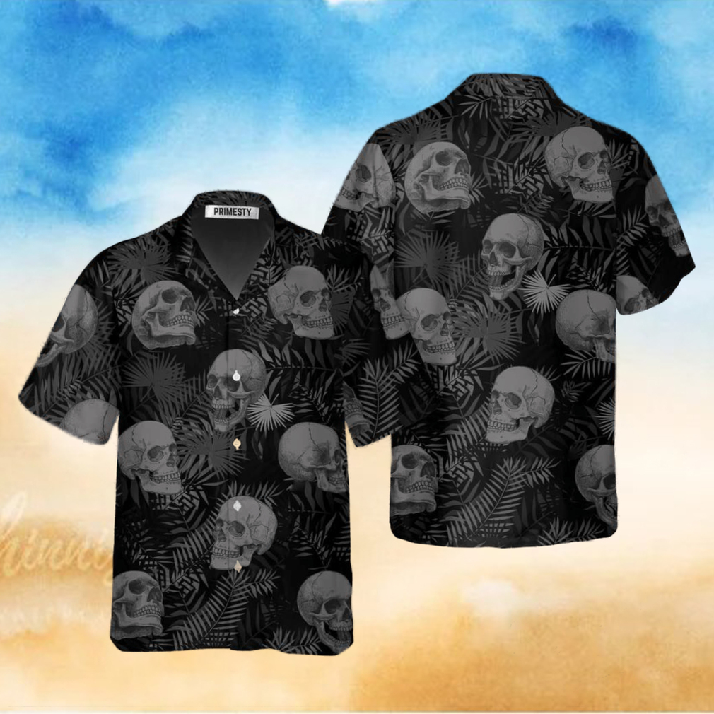 Goth Skull Leaves Skull Shirts For Men Skull Tropical Hawaiian Shirt - Limotees