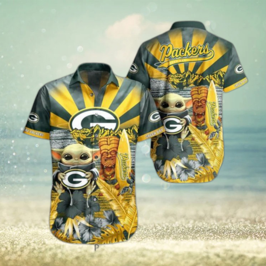 Green Bay Packers Nfl Baby Yoda Hawaiian Shirt Style Summer Trending For Men Women - Limotees