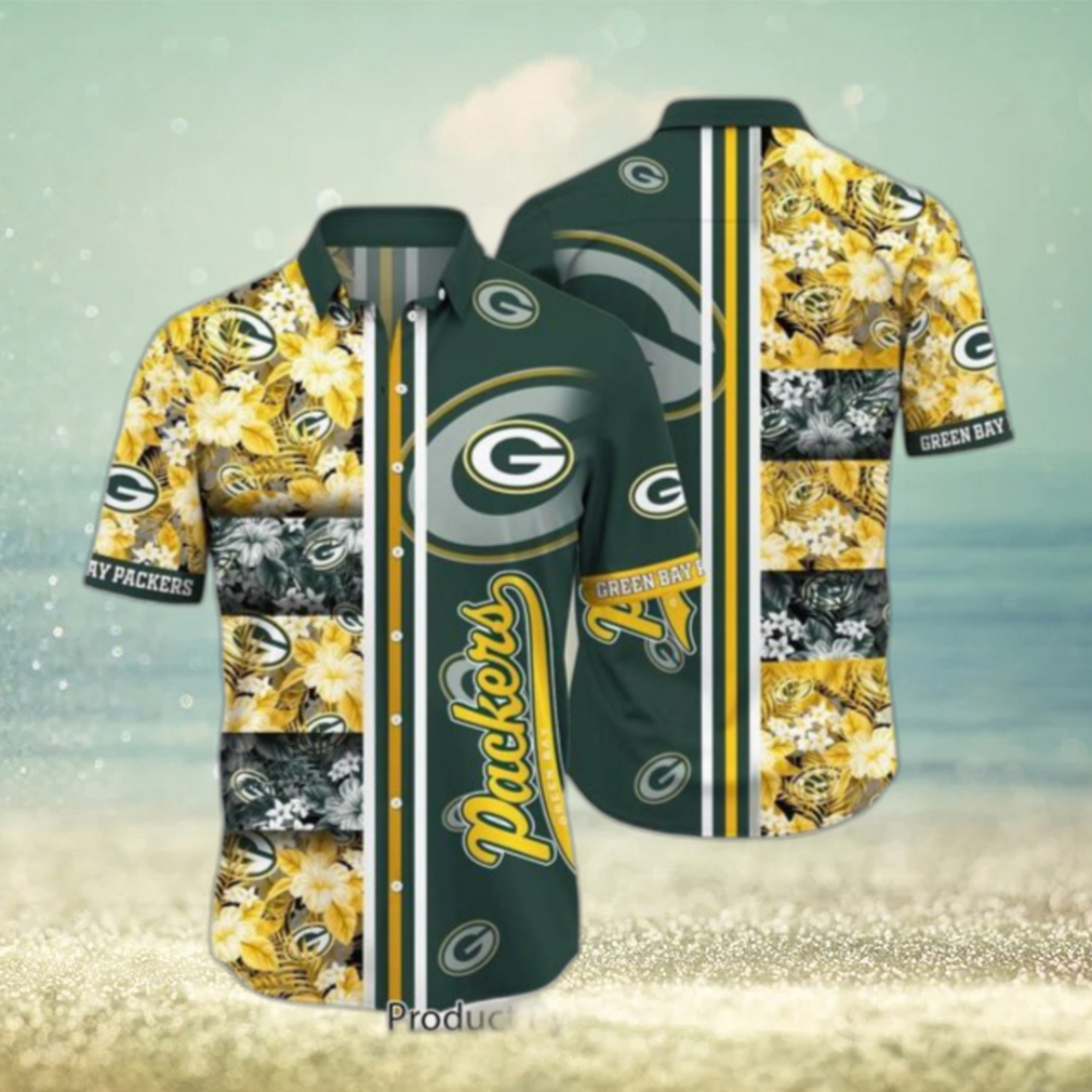 Green Bay Packers Nfl Graphic Tropical Pattern Hawaiian Shirt 3D Printed Beach Shirt Summer Gift For Fans - Limotees