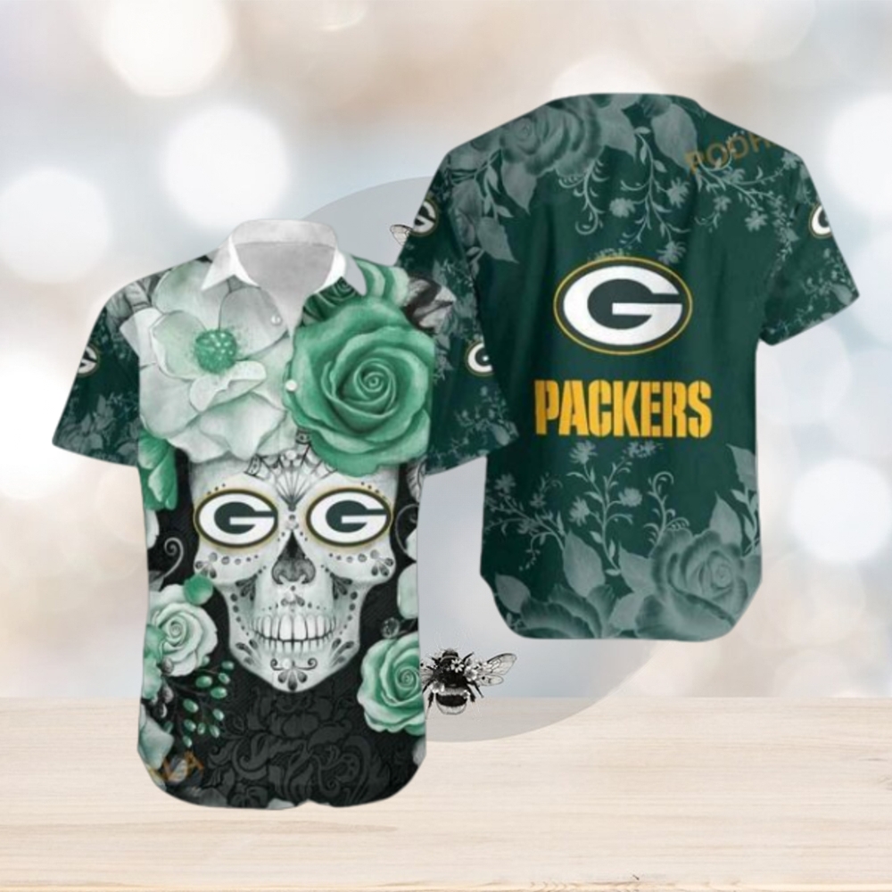 Green Bay Packers Skull NFL Gift For Fan Hawaiian Shirt Graphic Printed - Limotees