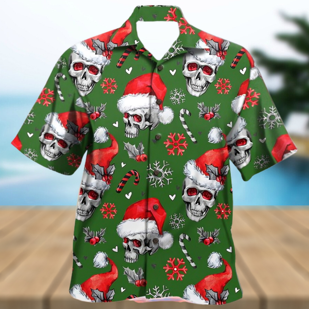 Green Christmas Skull Hawaiian Shirt - Limotees