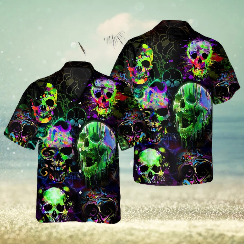 Green Splash Skull Hawaii Shirt Hawaiian Shirt - Limotees