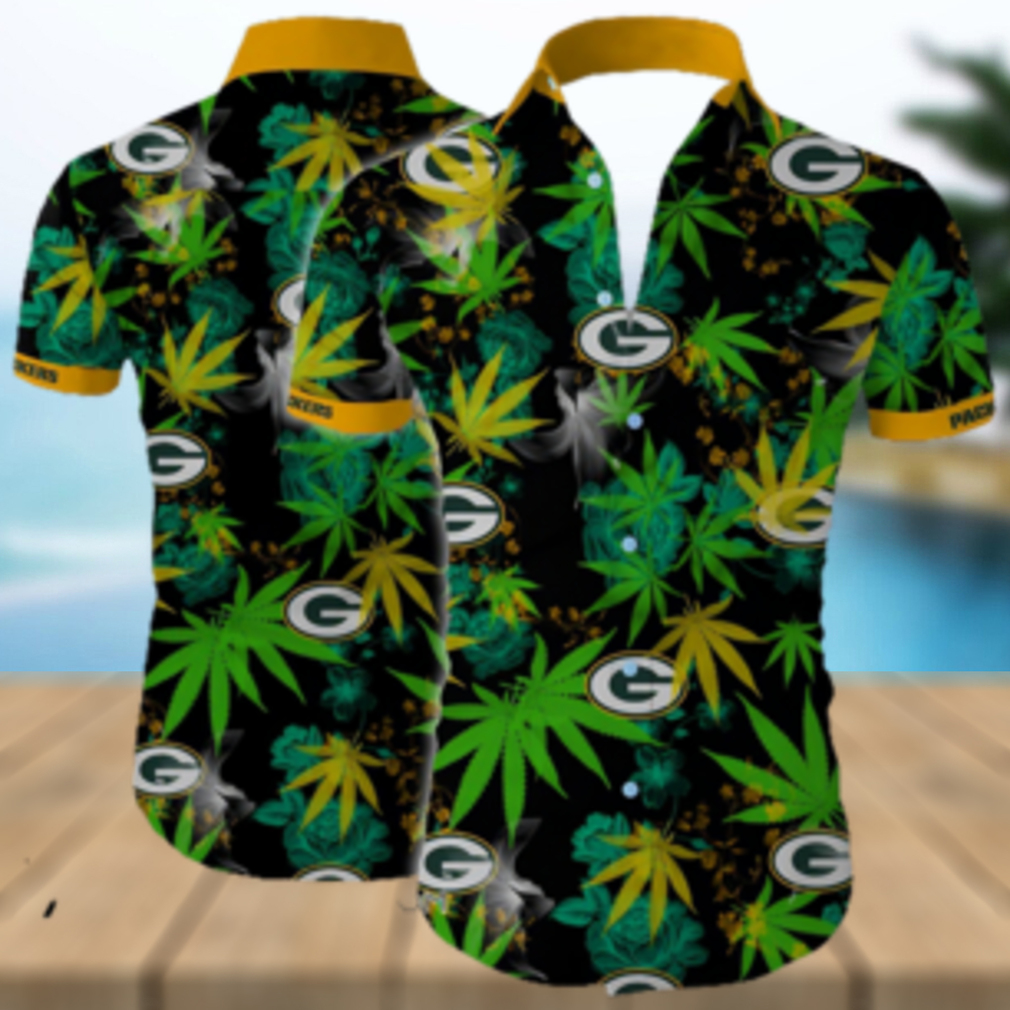 Green bay packers cannabis all over printed hawaiian shirt - Limotees