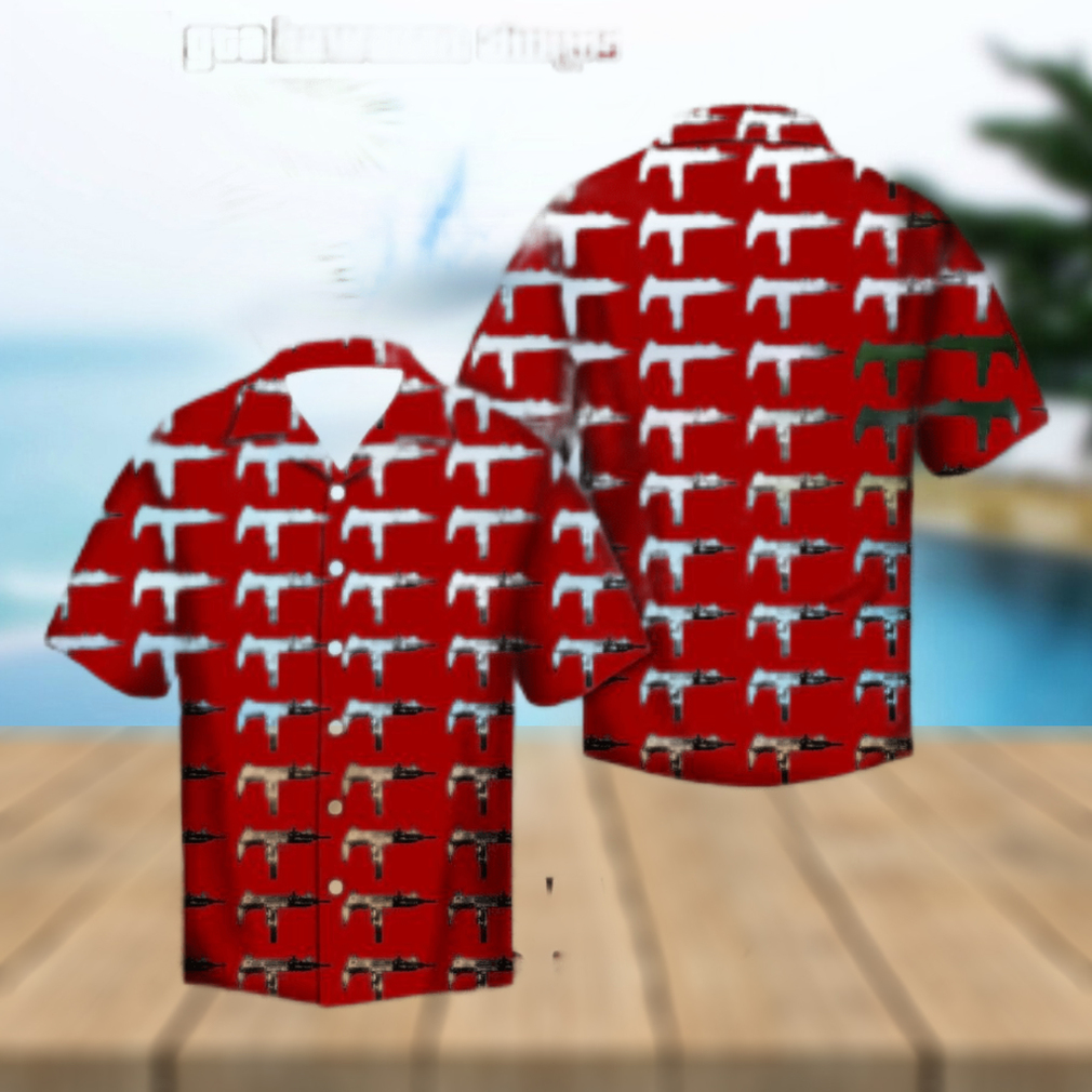 Gta V Gun Red Hawaiian Aloha Shirts - Limotees