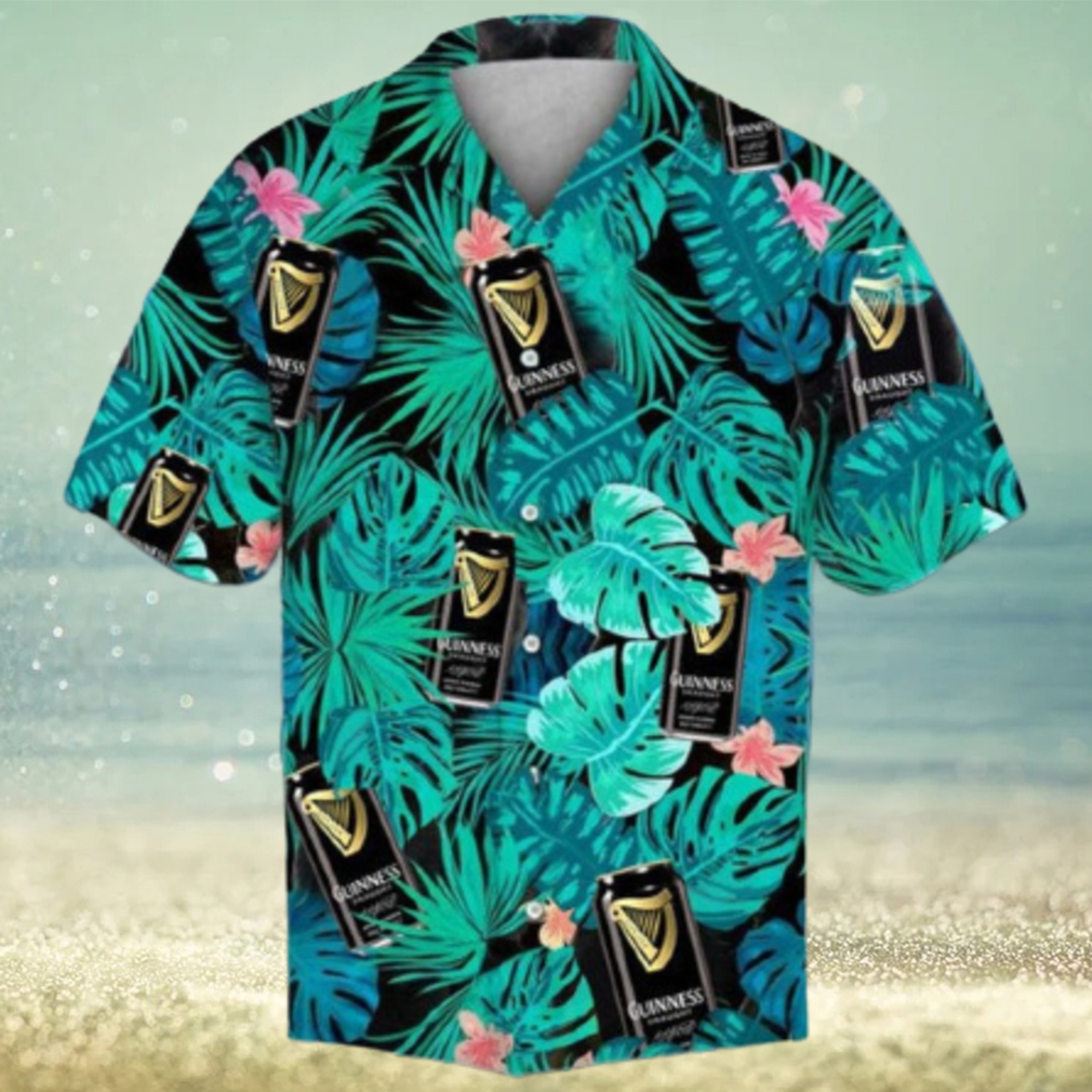 Guinness Beer Hawaiian Shirt Tropical Green Leaves - Limotees