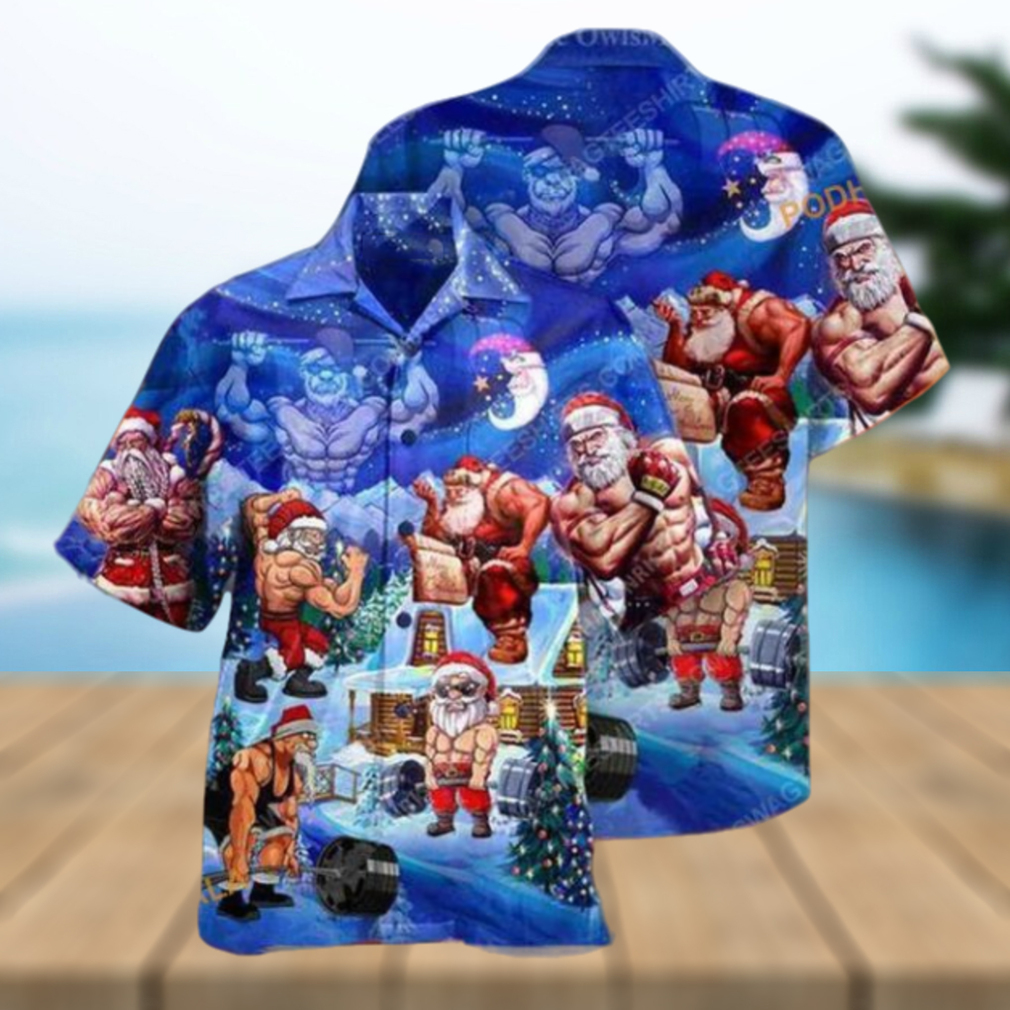 Gym Santa Christmas Aloha Shirt, Santa Claus Hawaiian - Limotees