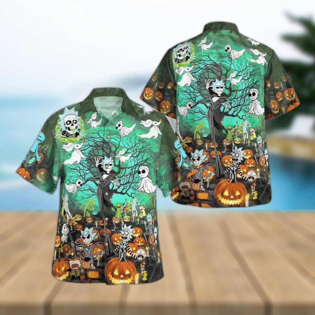 Halloween Aloha Rick And Morty Hawaiian Shirt The Nightmare Before Christmas - Limotees