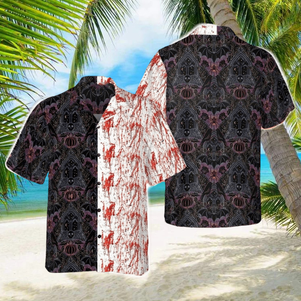 Halloween Blood Gothic Hawaiian Shirt Horror Button Up Shirt Halloween Gifts For Adults - Limotees