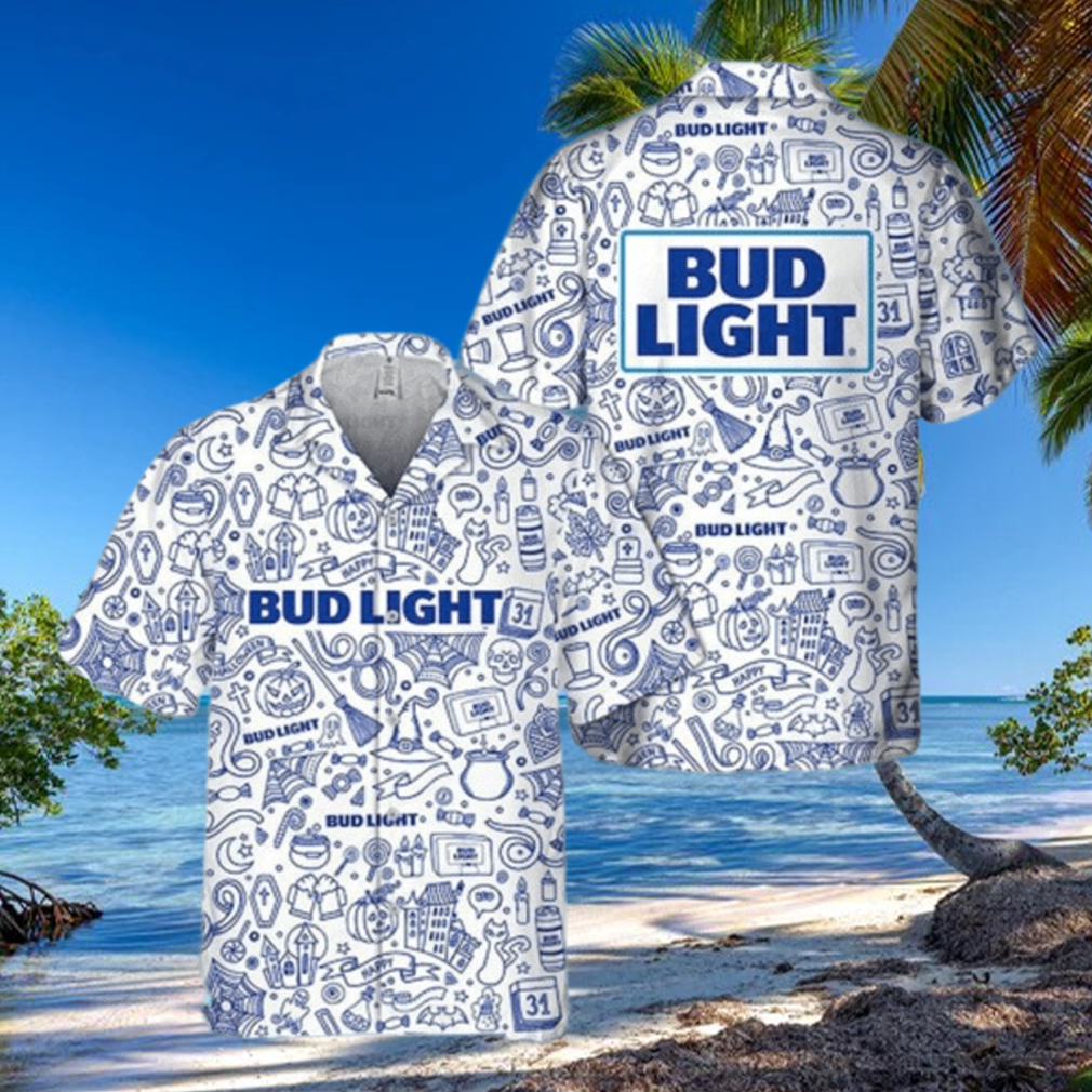 Halloween Doodle Art Bud Light Hawaiian Shirt - Limotees