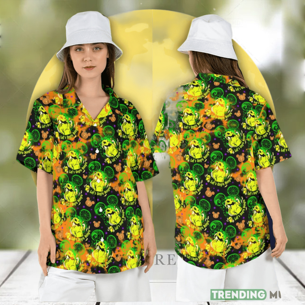 Halloween Let’s Oogie Boogie Hawaiian Shirt Boogieman Mickey Ears Button Shirt Disneyland Halloween Aloha Shirt - Limotees