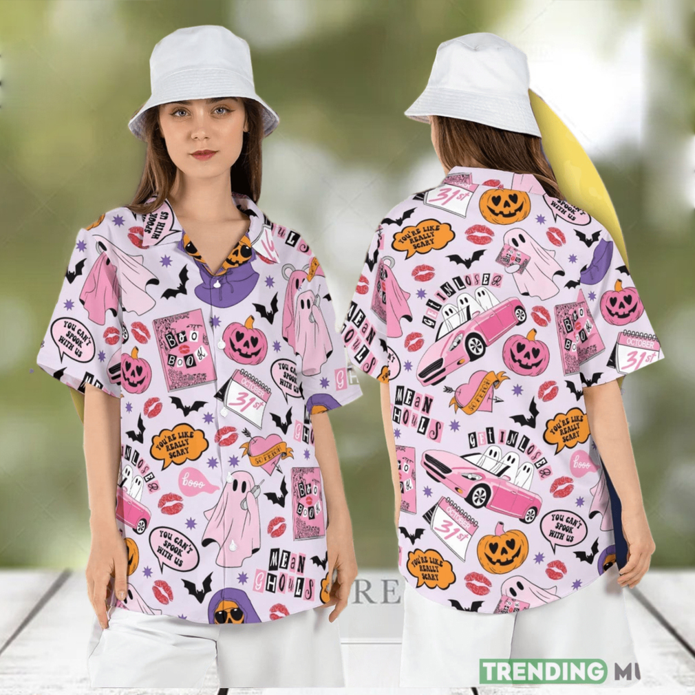 Halloween Mean Ghouls Hawaiian Shirt Funny Mean Girls Hawaii Shirt Pink Halloween Ghosts Aloha Shirt - Limotees