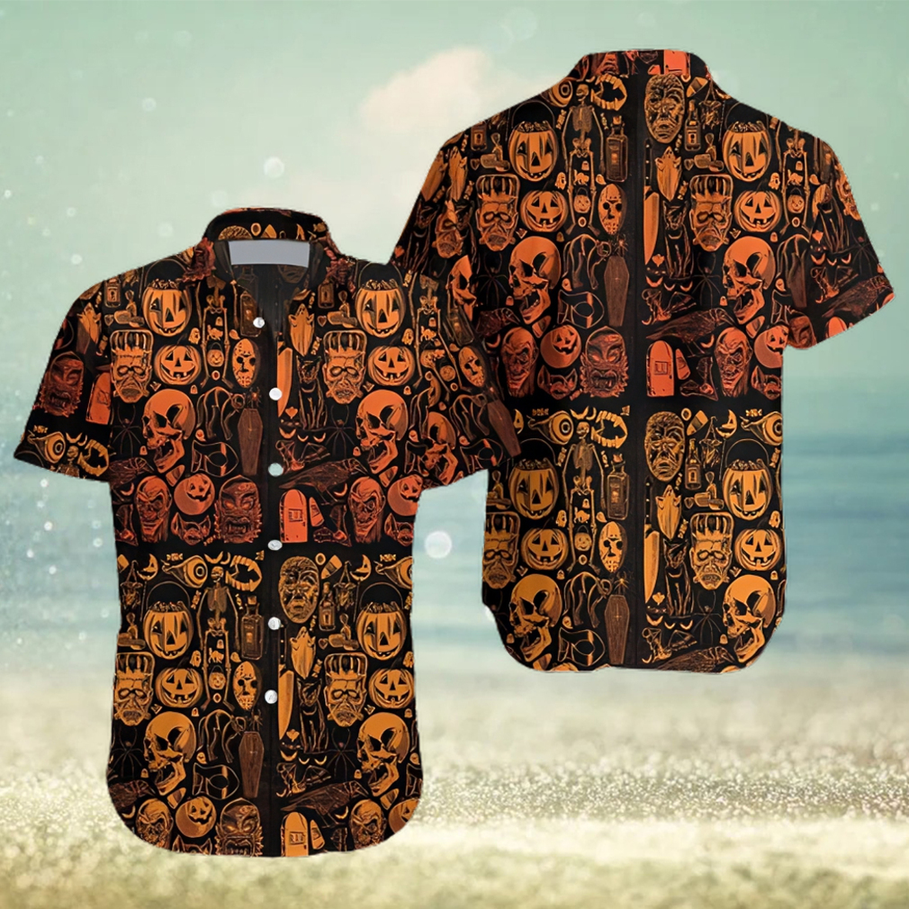 Halloween Skull Pumpkin Hawaiian Shirt For Men Women Adult - Limotees