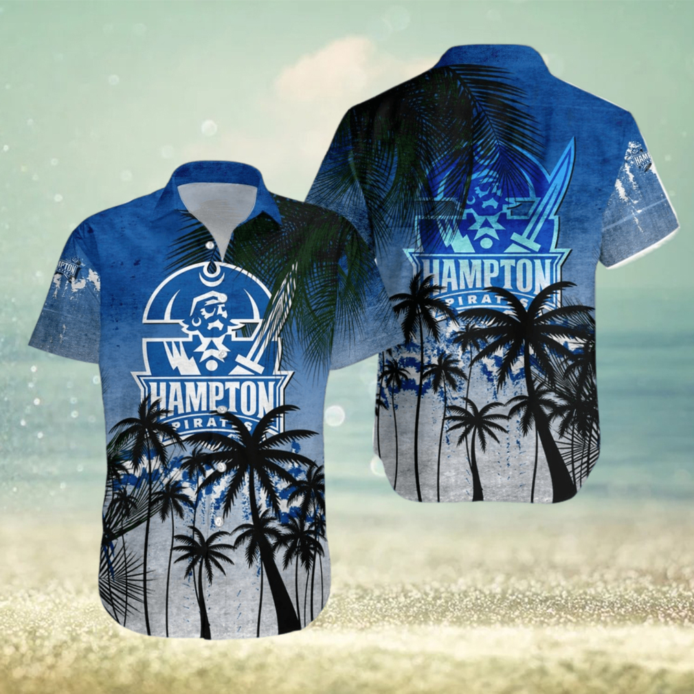 Hampton Pirates Hawaiian Shirt Summer Gift Coconut Tree Tropical Grunge Pattern For NCAA Fans - Limotees