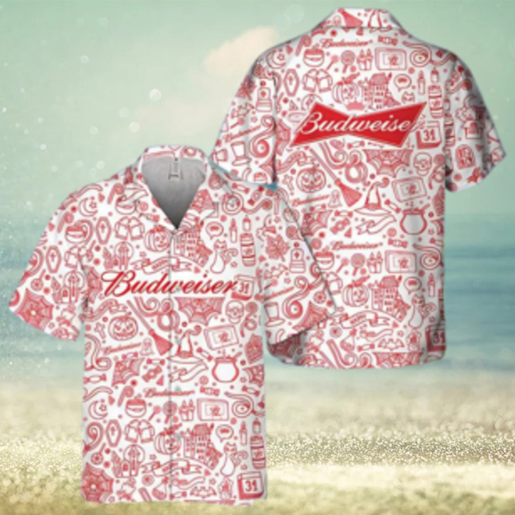 Happy Halloween Doodle Art Budweiser Hawaiian Shirt Beer Lovers Gift - Limotees