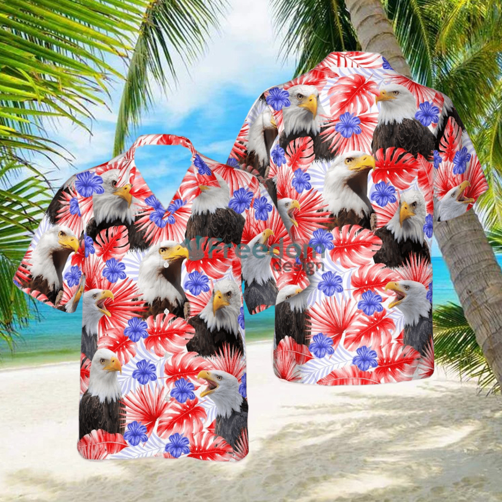 Happy Independence Day Eagles Hawaiian Theme All 3D Printed Hawaiian Shirt - Limotees