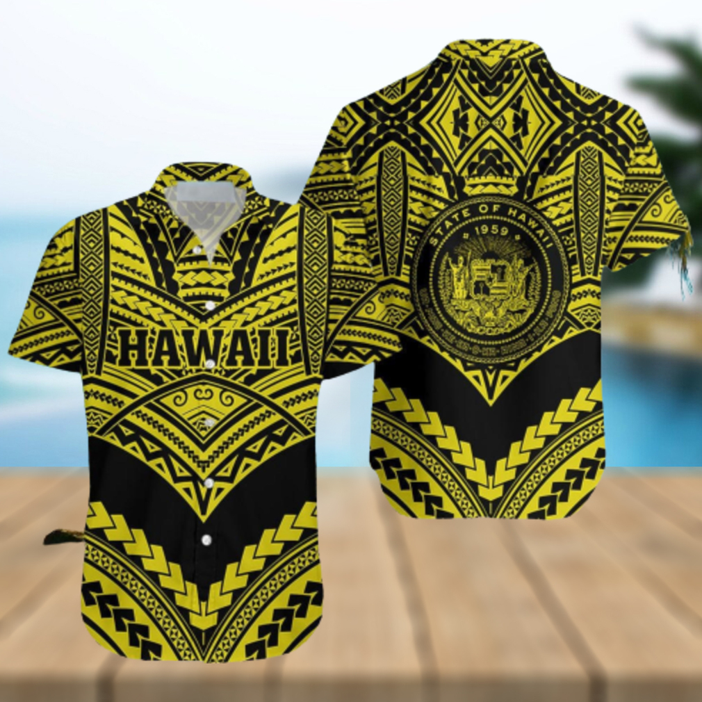 Hawaii Polynesian Aloha Yellow And Black Hawaiian Shirts - Limotees