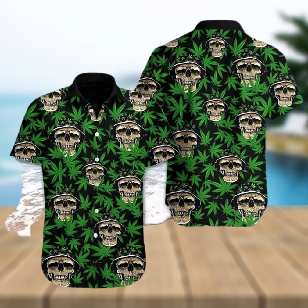 Hawaii Shirt – Mega Cool Skull Weed Cannabis Tropical Hawaiian Aloha Shirt - Limotees