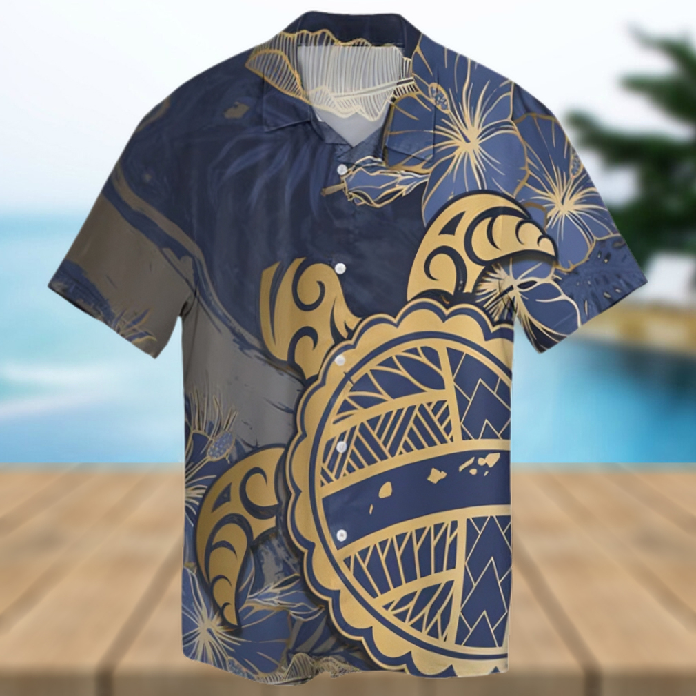 Hawaii Turtle Hibiscus Gold Hawaiian Shirt Kyn Style - Limotees