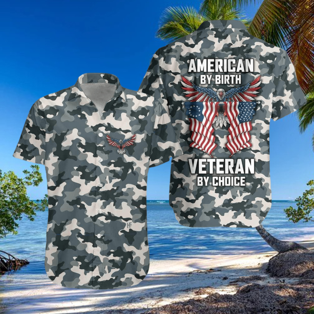 Hawaiian Aloha Shirts Camo American By Birth Veteran By Choice hawaiian shirt - Limotees