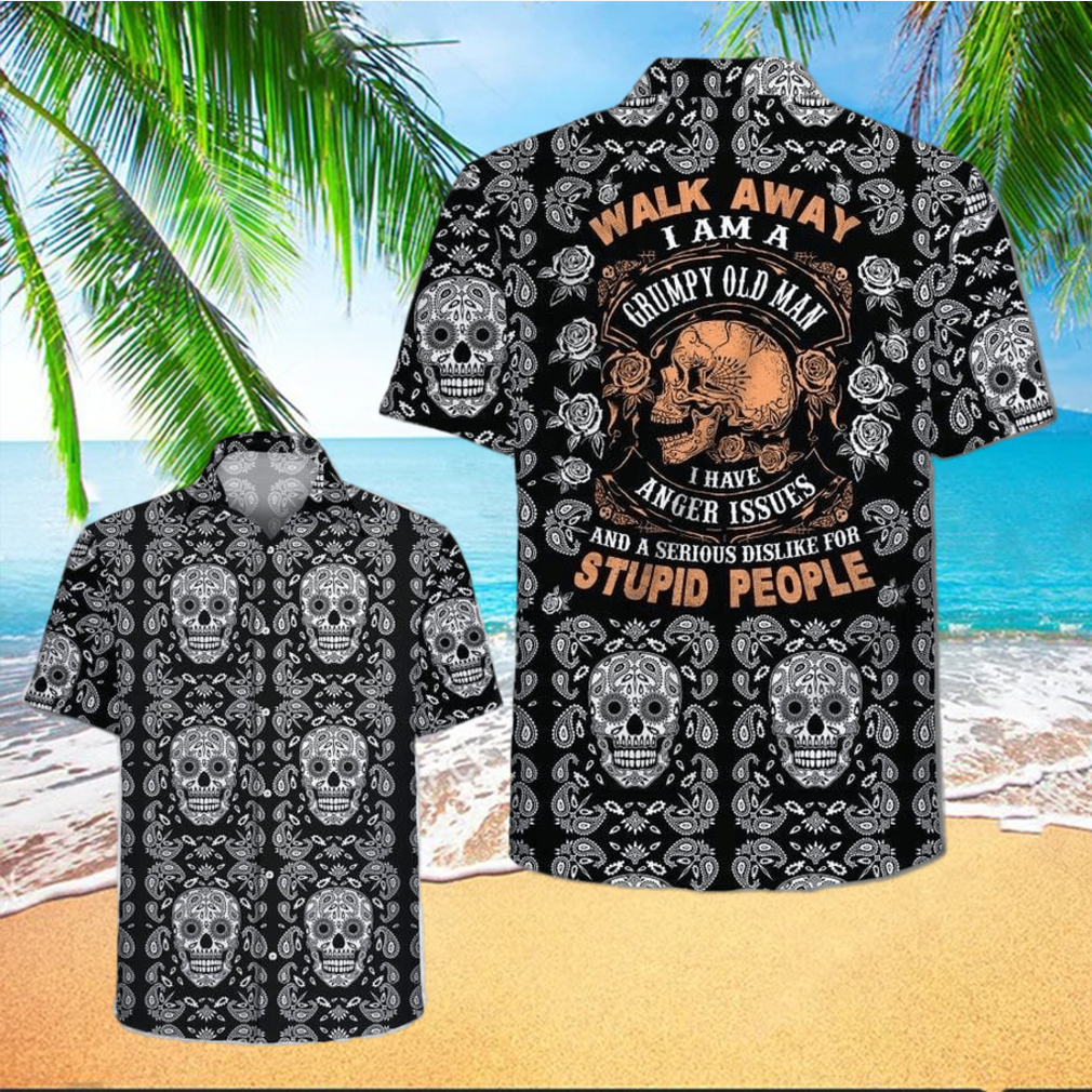 Hawaiian Aloha Shirts Grumpy Old Man Skull Pattern hawaiian shirt - Limotees