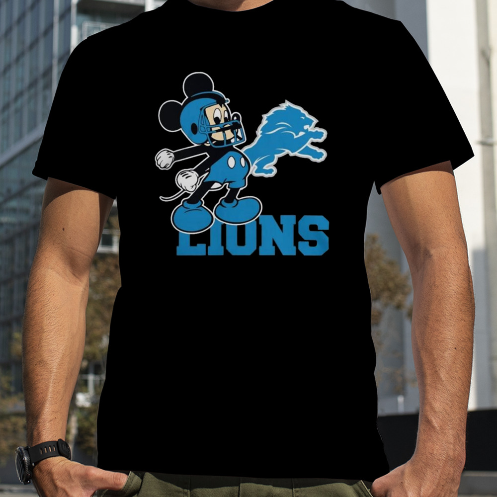 Mickey Mouse Cartoon Detroit Lions Football Player Helmet Logo Shirts