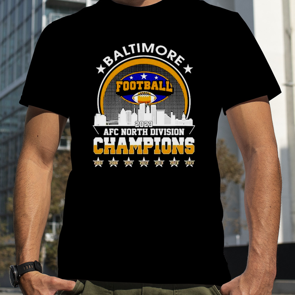 Baltimore Ravens football 2023 AFC North Division Champions skyline shirt