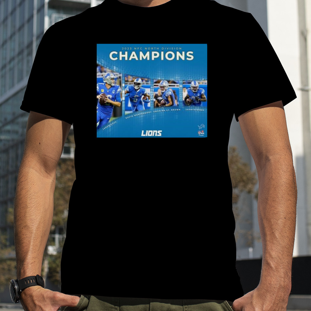 Detroit Lions 2023 Nfc North Division Champions Collage T-shirt