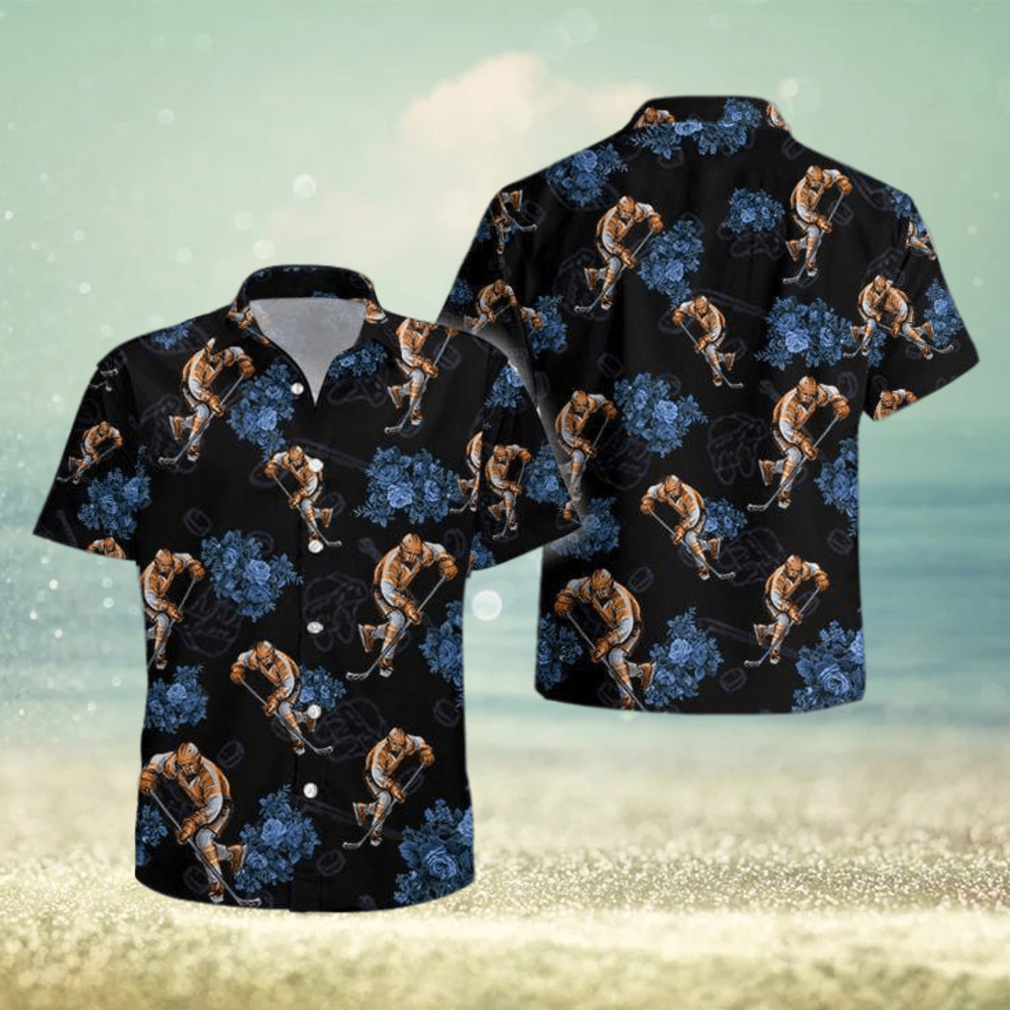 HOCKEY PLAYER BLACK UNISEX HAWAIIAN SHIRTS - Limotees