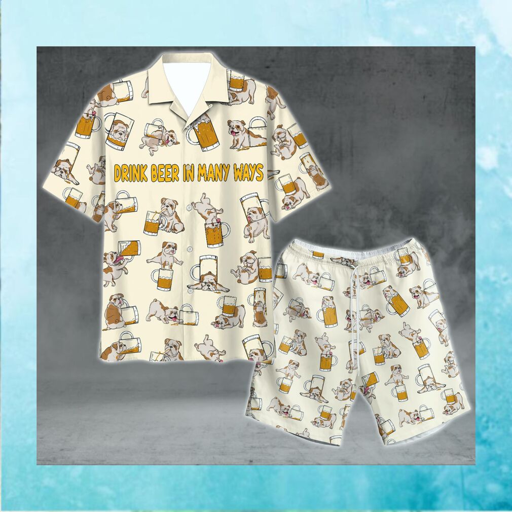 HOT Bulldog Beer Pattern Hawaiian Shirt And Short - Limotees