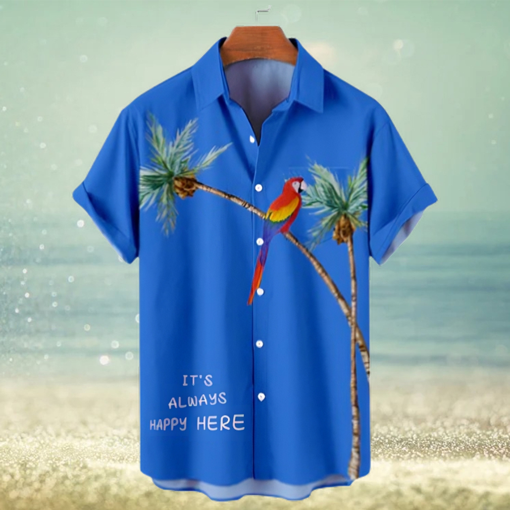 Hawaiian Coconut Parrot Pattern Men's Short Sleeve Top - Limotees