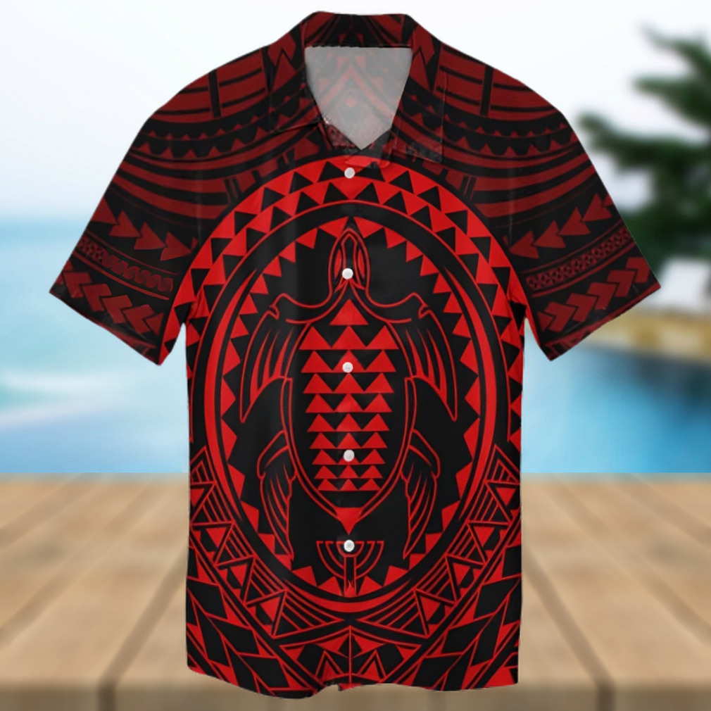 Hawaiian Kakau Honu Arc Polynesian Red Hawaiian Shirt - Limotees