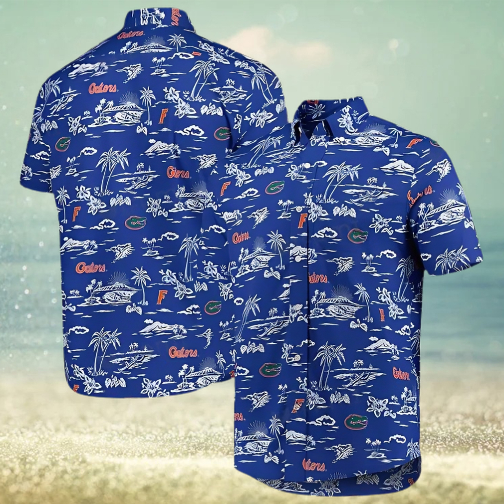 Hawaiian Shirt Blue Beach Tropical Leaves Florida Gators Gift - Limotees