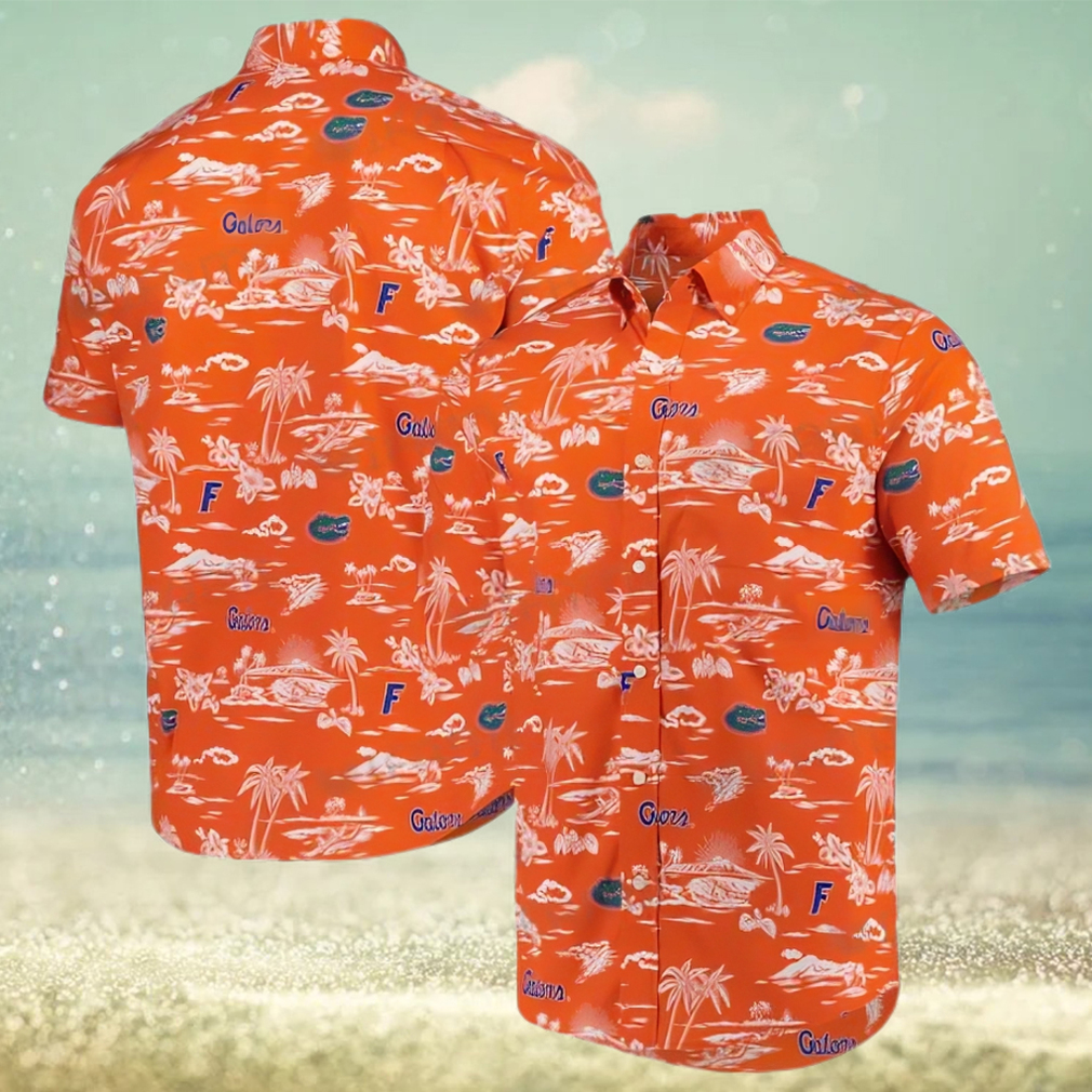 Hawaiian Shirt Orange Beach Tropical Leaves Florida Gators Gift - Limotees