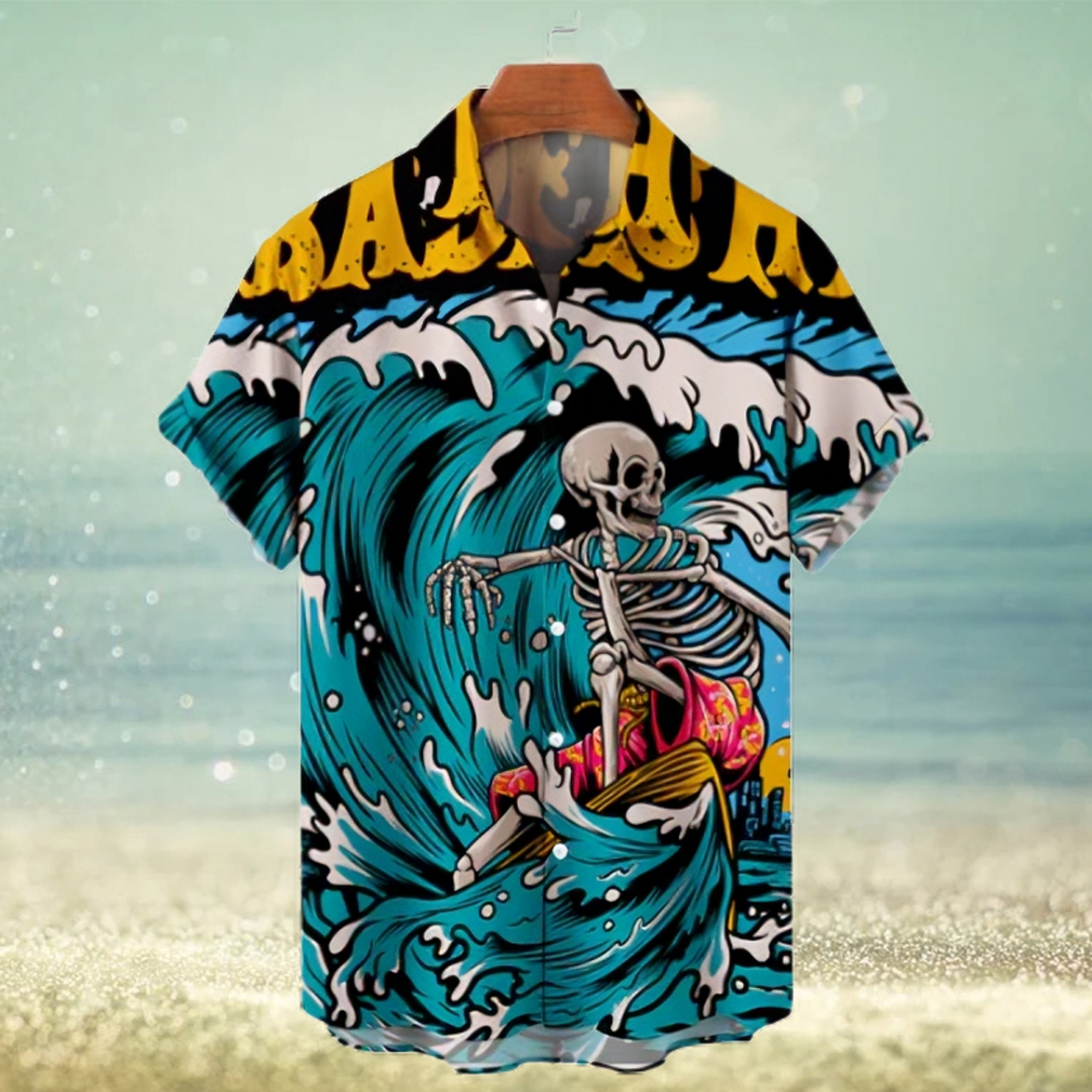 Hawaiian Skull Beach Pattern Men's Short Sleeve Top - Limotees