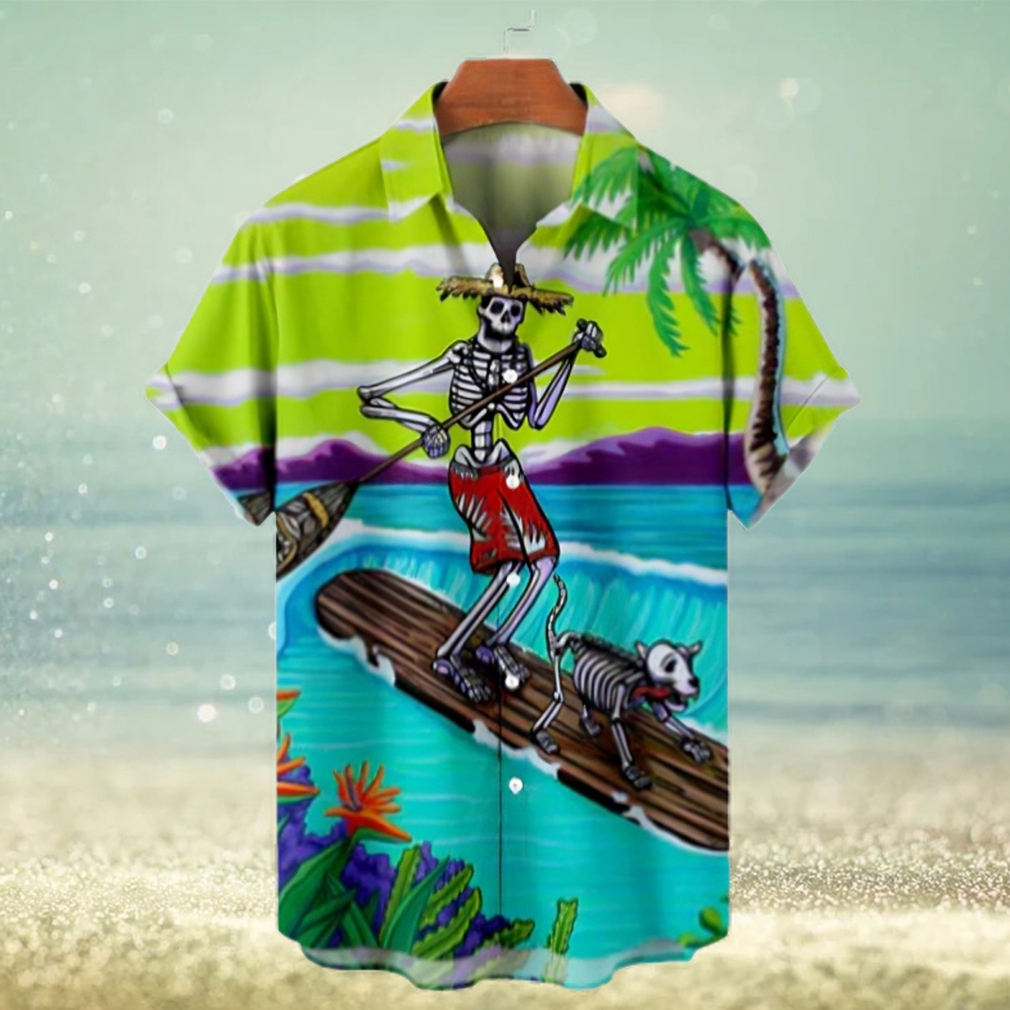 Hawaiian Skull Beach Pattern Men's Short Sleeve Topss - Limotees