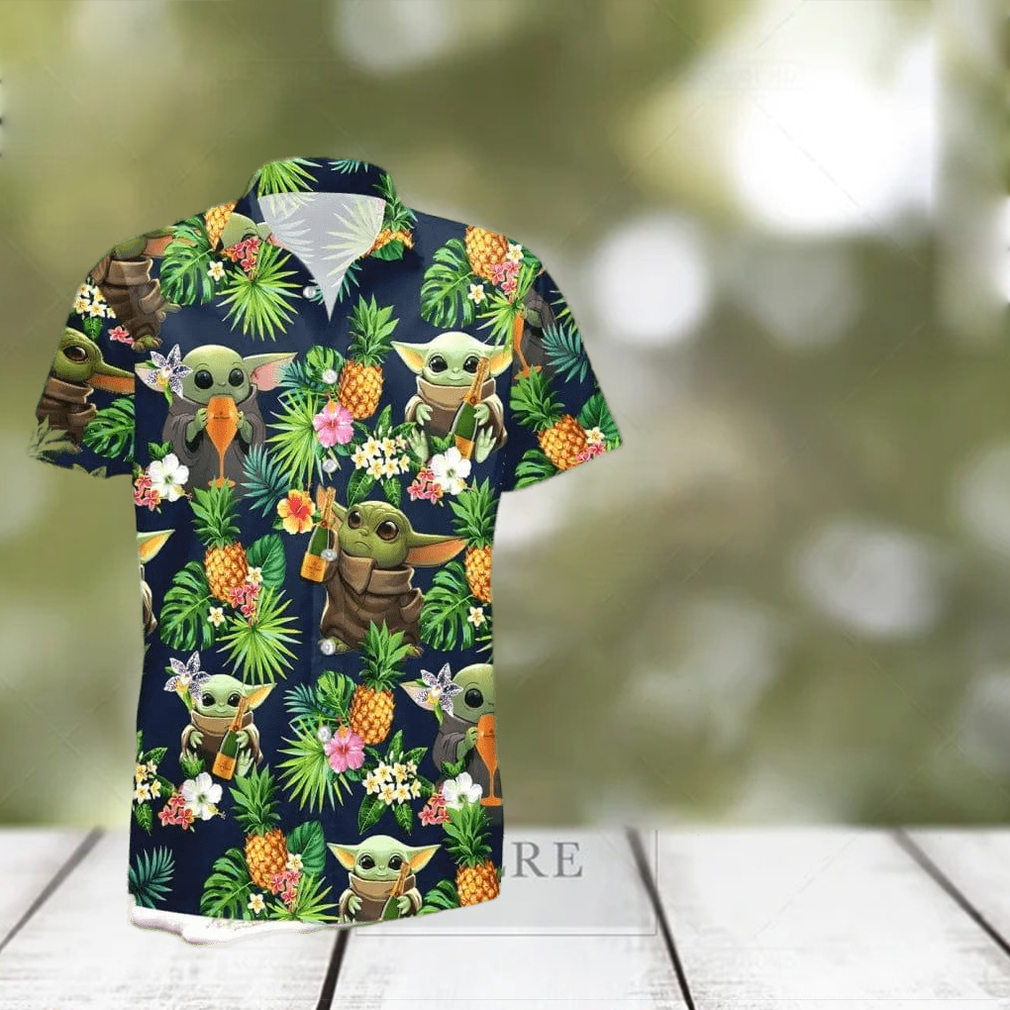 Hennessy Baby Yoda Tropical Flowery Hawaiian Shirt - Limotees