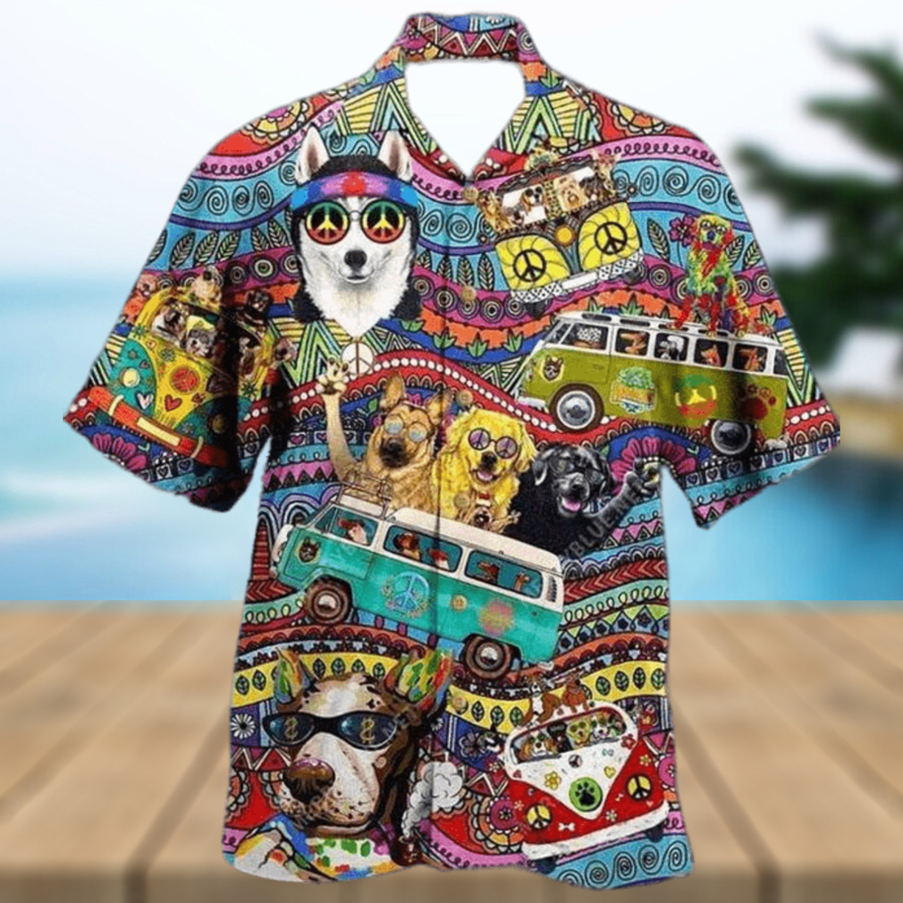 Hippie Husky Dog Colorful Aloha 3D Funny Hawaiian Shirt - Limotees