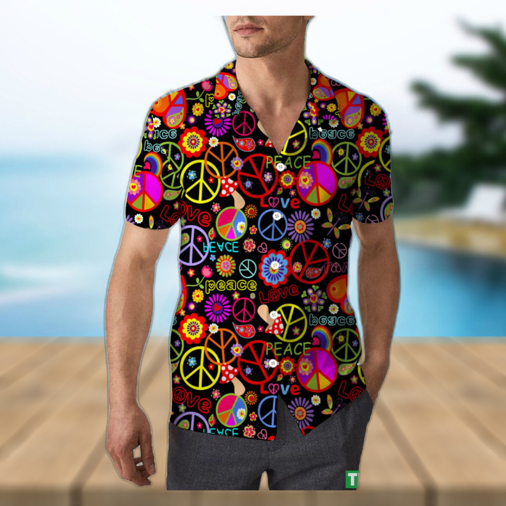 Hippie Peace Love Sunflower Unisex 3D Hawaiian Shirt Colorful Gift For Men And Women Holiday - Limotees