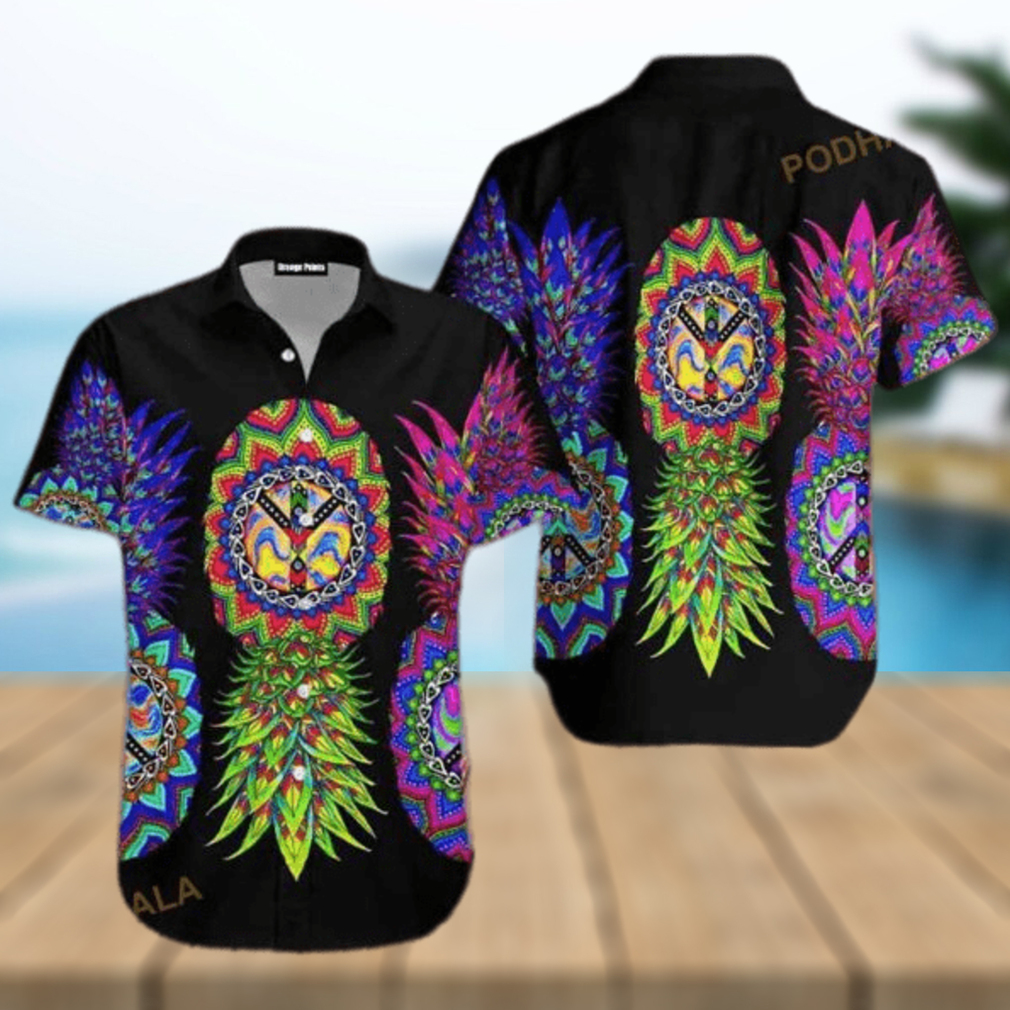 Hippie Pineapple Aloha 3D Funny Hawaiian Shirt - Limotees