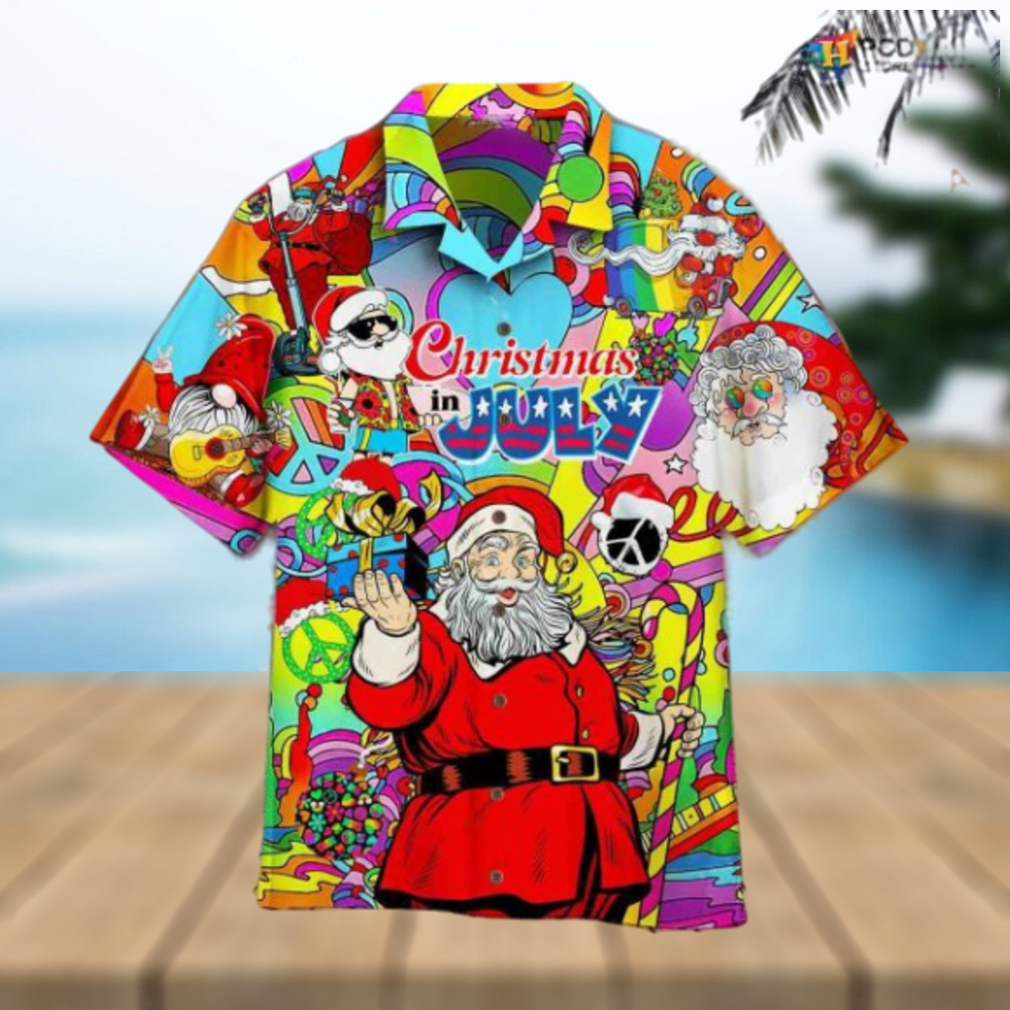 Hippie Santa July Christmas Santa Hawaiian Shirt - Limotees