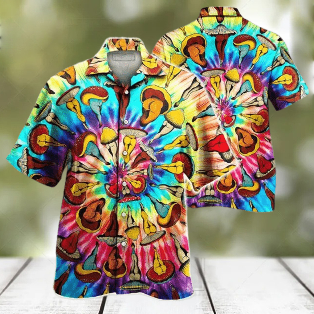 Hippie Tie Dye Mushroom Pattern Hawaiian Shirt - Limotees