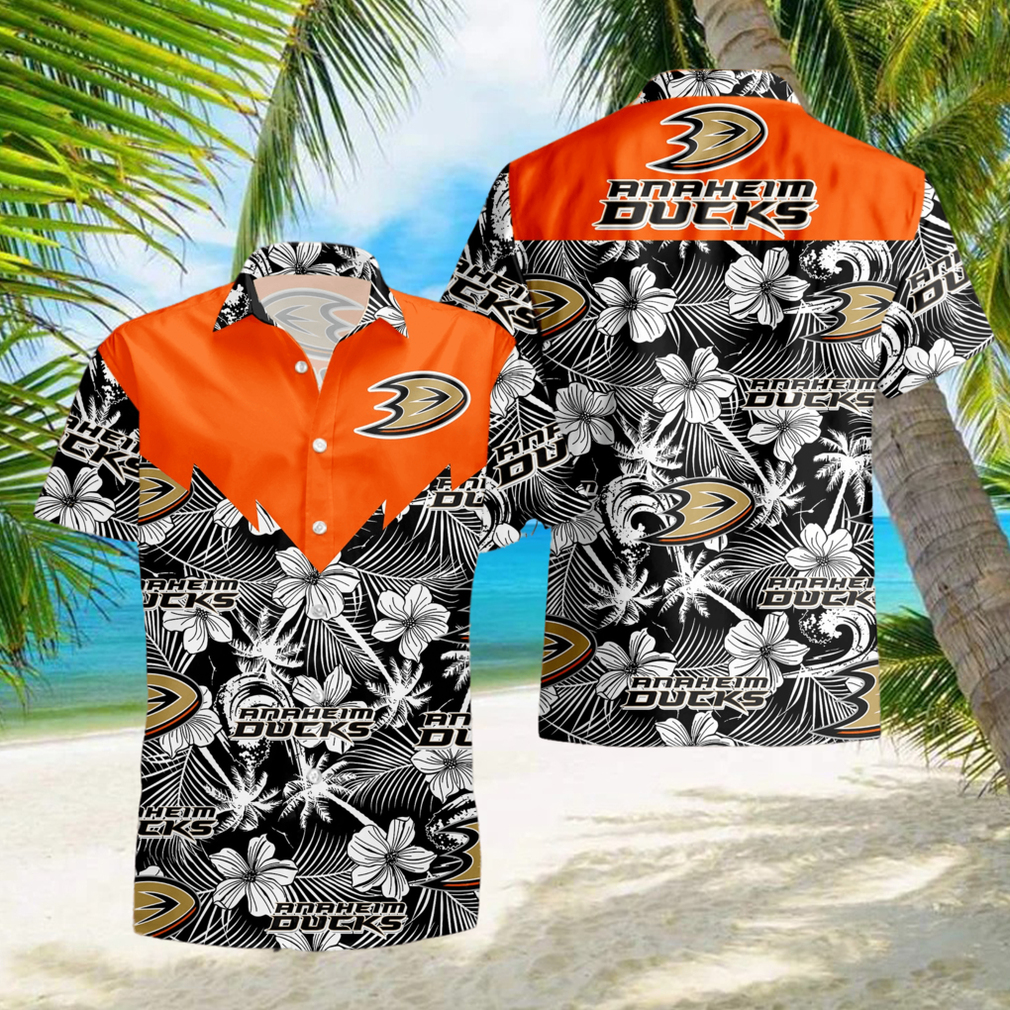 Hockey Anaheim Ducks Tropicial Flowers Summer Beach Hawaiian Shirt - Limotees