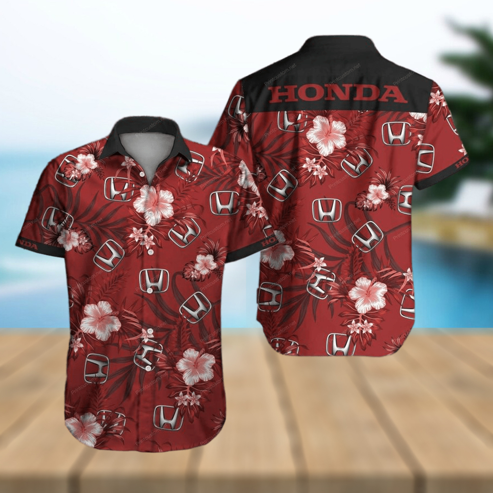 Honda Motor Dark Red Floral Tropical Hawaiian Shirt - Limotees