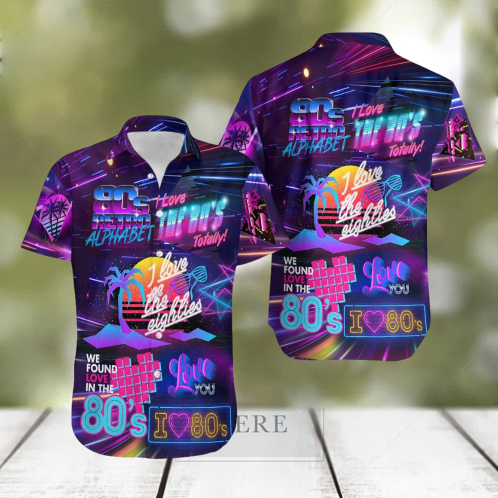 I Love The 80s Neon Music Party Hawaiian Shirt - Limotees