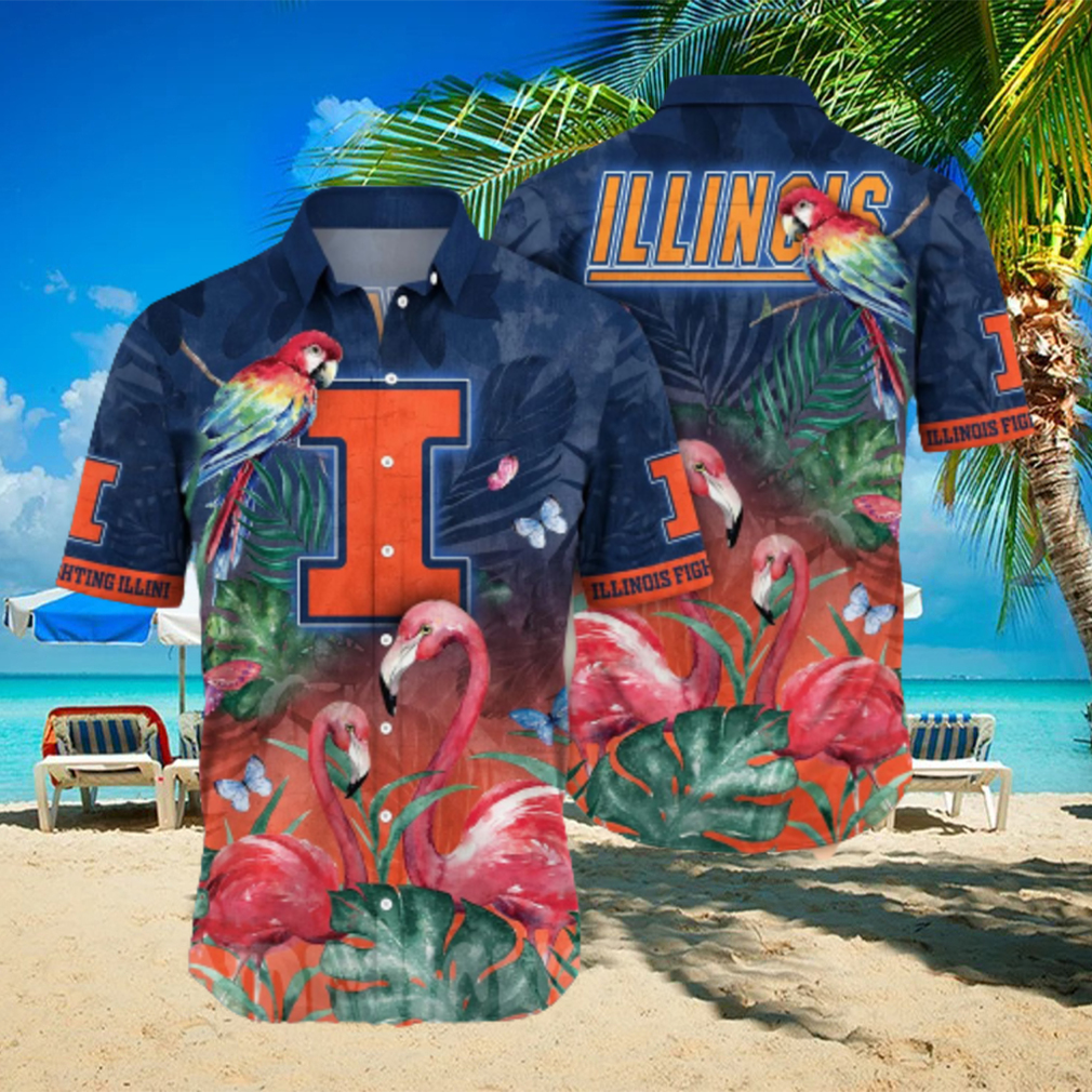 Illinois Fighting Illini NCAA Flower Full Printed Unisex Hawaiian Shirt - Limotees