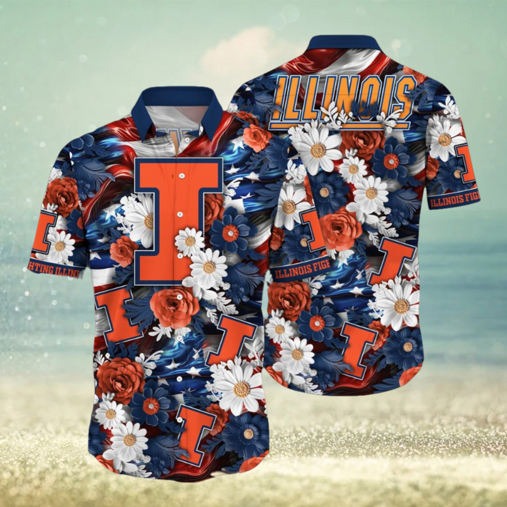 Illinois Fighting Illini NCAA3 Hawaii Shirt Independence Day - Limotees