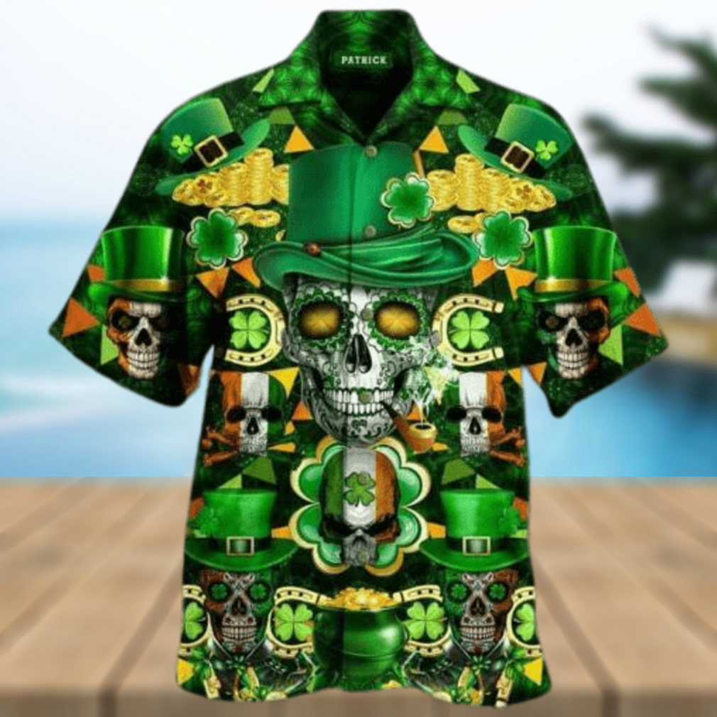 Irish Skull Rich St. Patrick Green Hawaiian Shirt - Limotees